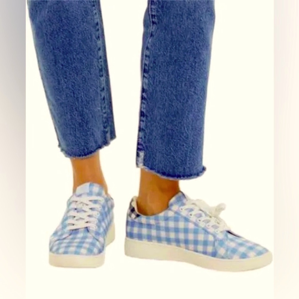 Draper James Blue / white Checkered Sneakers 8.5